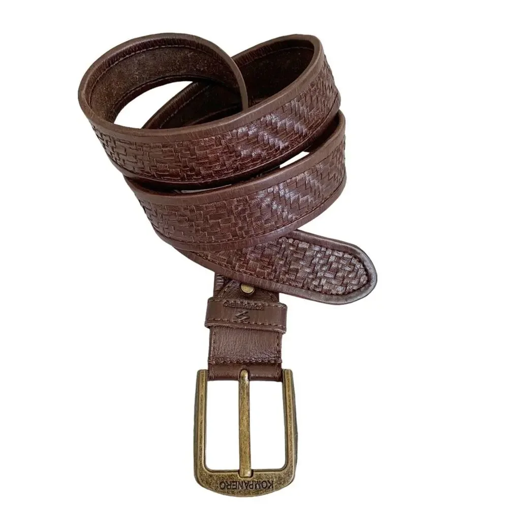 Kompanero Brown Basketweave Leather Badlands Belt Size 40